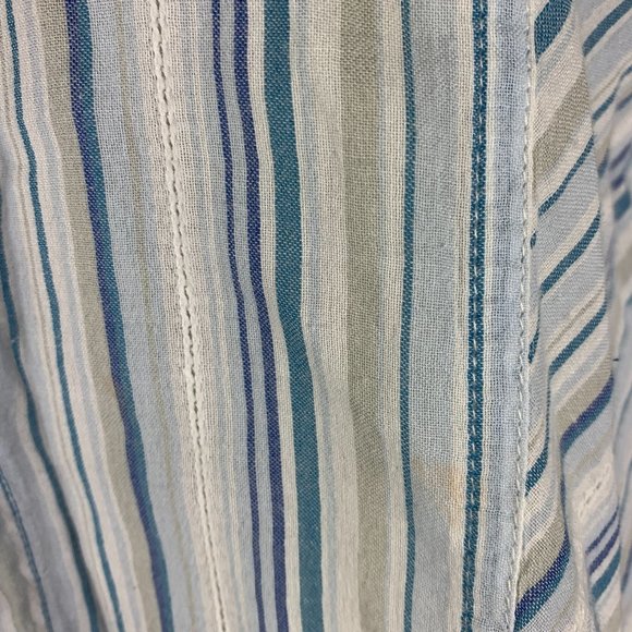 Oh Baby Medium Maternity Top Button Front Blue Stripe Long Sleeve Motherhood - Picture 5 of 5